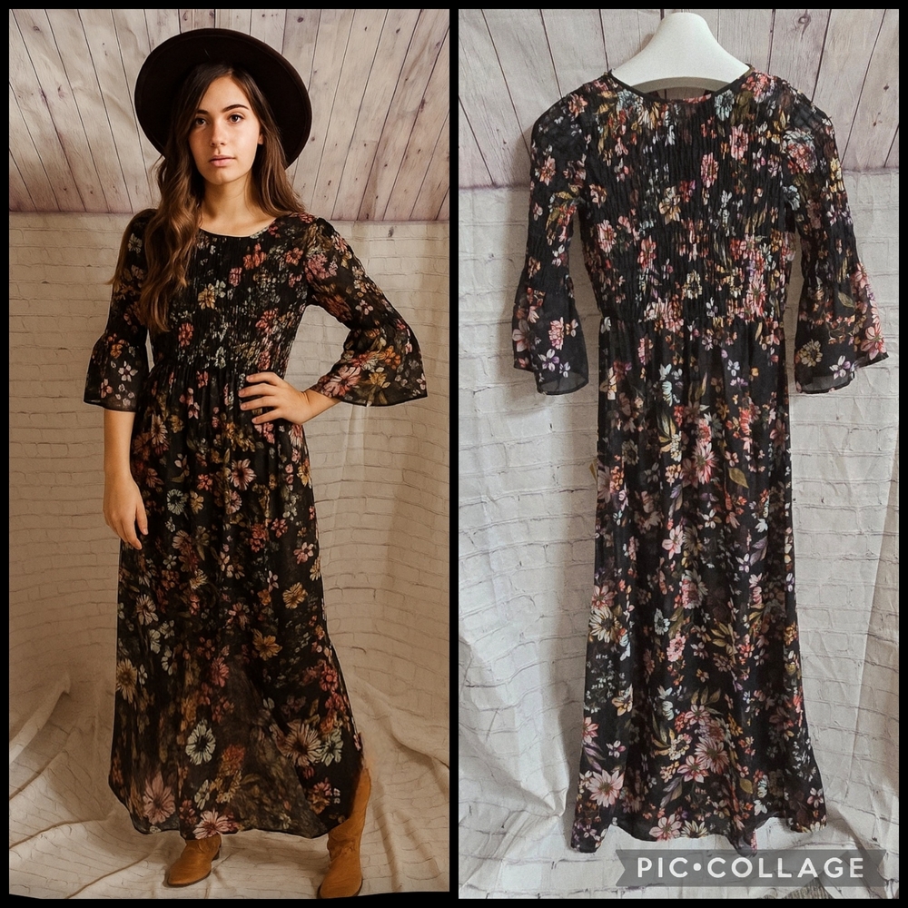 Beautiful ECI Floral Black Maxi Dress